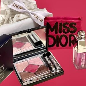 Dior 2 Pc NWT Eyes & Lips Diorshow 5 Colours ShockingPink &Lip Glow Oil Cherry